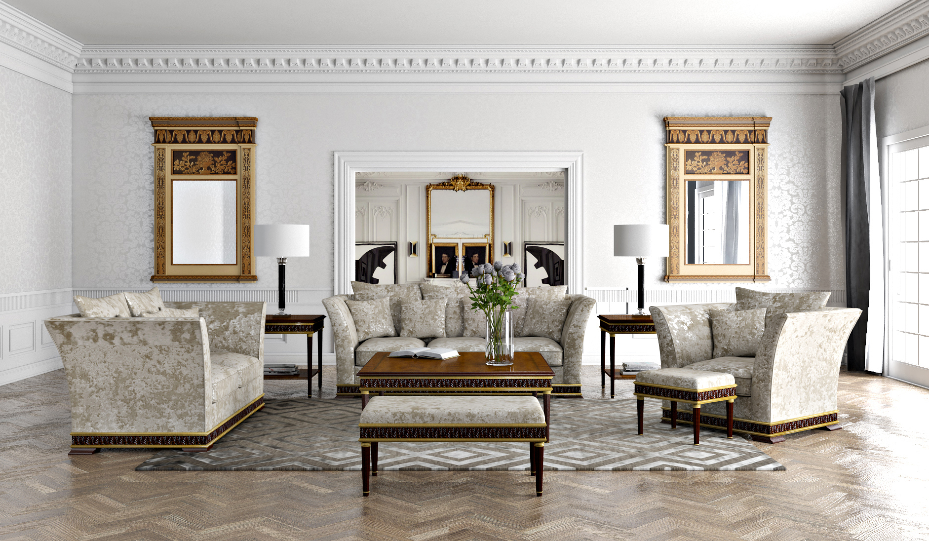 classic london furniture design, classic living room, luxury living room